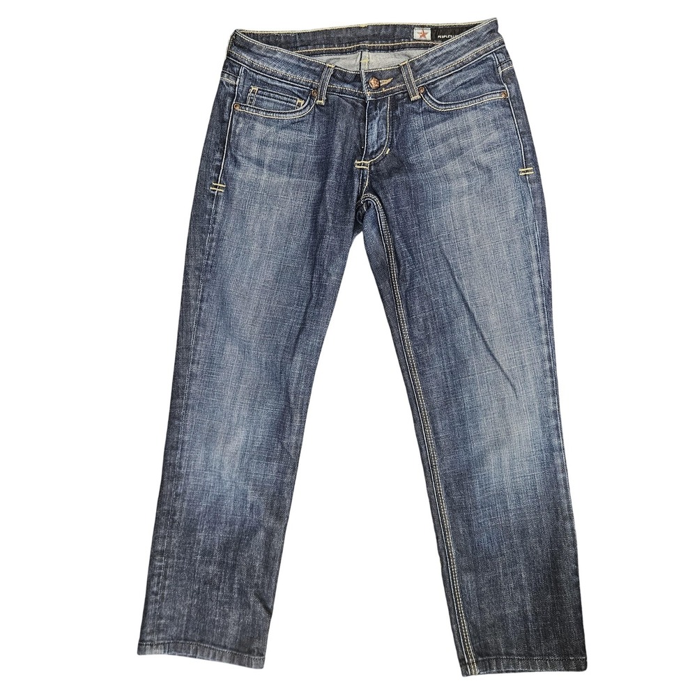 Peoples Liberation Jeans Womens 26 Blue Straight Leg Distressed‎ Denim Made USA